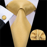 Pochette Cravate de luxe en soie or jaune pour hommes – | lasanderss.store